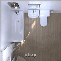 Nes Home 1700mm Bath Suite, Basin Vanity Unit, WC & BTW Comfort Height Toilet