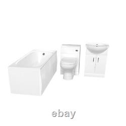 Nes Home 1700mm Bath Suite, Basin Vanity Unit, WC & BTW Comfort Height Toilet