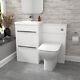 Nes Home 2 Drawers White Basin Vanity Cabinet, Wc Unit & Back To Wall Toilet