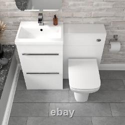 Nes Home 2 Drawers White Basin Vanity Cabinet, WC Unit & Back To Wall Toilet