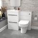 Nes Home 2 Drawers White Basin Vanity, Wc Unit & Back To Wall Comfort Toilet