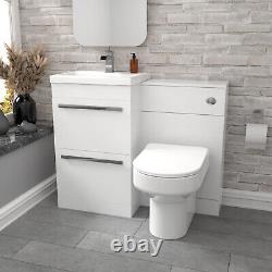 Nes Home 2 Drawers White Basin Vanity, WC Unit & Back To Wall Comfort Toilet