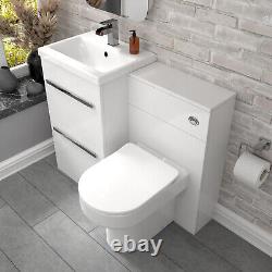 Nes Home 2 Drawers White Basin Vanity, WC Unit & Back To Wall Comfort Toilet