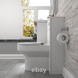 Nes Home 2 Drawers White Basin Vanity, WC Unit & Back To Wall Comfort Toilet