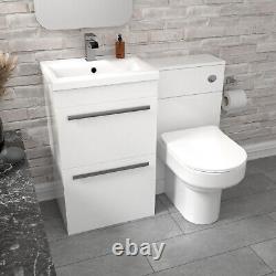 Nes Home 2 Drawers White Basin Vanity, WC Unit & Back To Wall Comfort Toilet