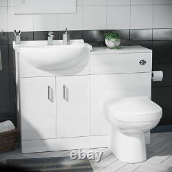 Nes Home 3 Piece Bathroom Suite BTW Toilet Basin Vanity Unit and Bath Flat Pack