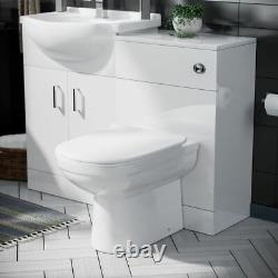 Nes Home 3 Piece Bathroom Suite BTW Toilet Basin Vanity Unit and Bath Flat Pack