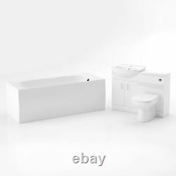 Nes Home 3 Piece Bathroom Suite BTW Toilet Basin Vanity Unit and Bath Flat Pack