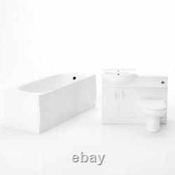 Nes Home 3 Piece Bathroom Suite BTW Toilet Basin Vanity Unit and Bath Flat Pack