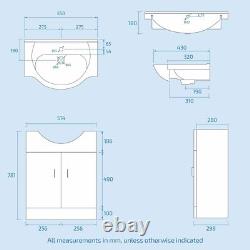 Nes Home 3 Piece Bathroom Suite BTW Toilet Basin Vanity Unit and Bath Flat Pack