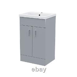 Nes Home 500mm Flat Pack Vanity Basin Unit & WC Unit & Back to Wall Light Grey