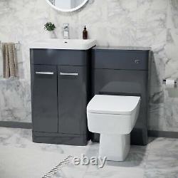 Nes Home 500mm Vanity Basin Unit, WC Unit & Back to Wall Toilet Anthracite