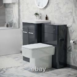 Nes Home 500mm Vanity Basin Unit, WC Unit & Back to Wall Toilet Anthracite