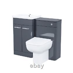 Nes Home 500mm Vanity Basin Unit, WC Unit & Debra Back to Wall Toilet Anthracite