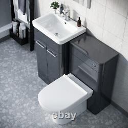 Nes Home 500mm Vanity Basin Unit, WC Unit & Elso Back to Wall Toilet Anthracite