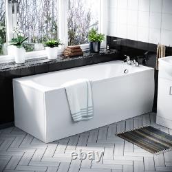 Nes Home 550mm White Basin Vanity, WC, BTW Toilet & Acrylic Bath Suite Flat Pack
