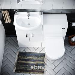 Nes Home 550mm White Basin Vanity, WC, BTW Toilet & Acrylic Bath Suite Flat Pack