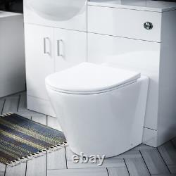 Nes Home 550mm White Basin Vanity, WC, BTW Toilet & Acrylic Bath Suite Flat Pack