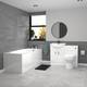Nes Home 550mm White Basin Vanity, Wc Unit, Rimless Btw Toilet & Bath Set