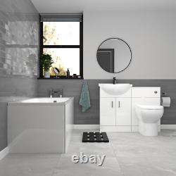 Nes Home 550mm White Basin Vanity, WC Unit, Rimless BTW Toilet & Bath Set