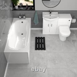 Nes Home 550mm White Basin Vanity, WC Unit, Rimless BTW Toilet & Bath Set