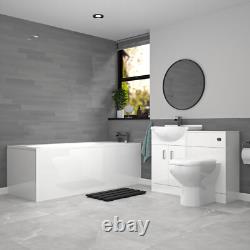 Nes Home 550mm White Basin Vanity, WC Unit, Rimless BTW Toilet & Bath Set