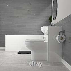 Nes Home 550mm White Basin Vanity, WC Unit, Rimless BTW Toilet & Bath Set