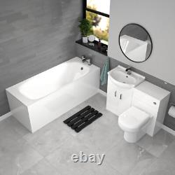 Nes Home 550mm White Basin Vanity, WC Unit, Rimless BTW Toilet & Bath Set