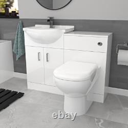 Nes Home 550mm White Basin Vanity, WC Unit, Rimless BTW Toilet & Bath Set