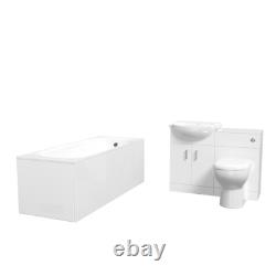 Nes Home 550mm White Basin Vanity, WC Unit, Rimless BTW Toilet & Bath Set