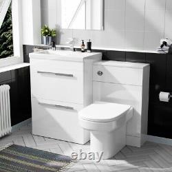 Nes Home 600mm Floor Standing Vanity Unit, WC Unit & Back To Wall Toilet White