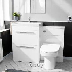 Nes Home 600mm Floor Standing Vanity Unit, WC Unit & Back To Wall Toilet White