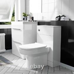 Nes Home 600mm Floor Standing Vanity Unit, WC Unit & Back To Wall Toilet White