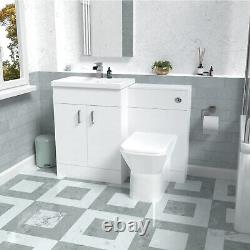 Nes Home 600mm Freestanding White Basin Vanity Unit & Back To Wall Toilet