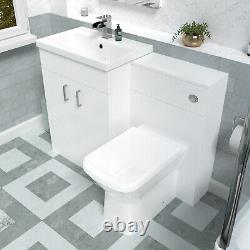 Nes Home 600mm Freestanding White Basin Vanity Unit & Back To Wall Toilet