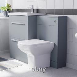 Nes Home 600mm Matte Grey 2 Drawers Vanity Unit, Back To Wall Toilet