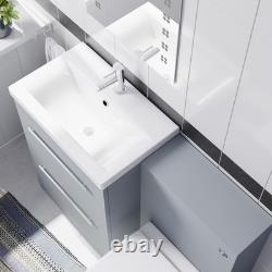Nes Home 600mm Matte Grey 2 Drawers Vanity Unit, Back To Wall Toilet