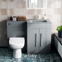 Nes Home 600mm RH Grey Basin Vanity Cabinet and WC BTW Toilet Unit