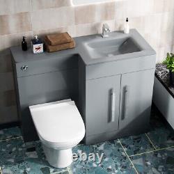 Nes Home 600mm RH Grey Basin Vanity Cabinet and WC BTW Toilet Unit