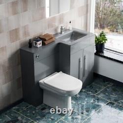 Nes Home 600mm RH Grey Basin Vanity Cabinet and WC BTW Toilet Unit