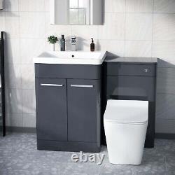 Nes Home 600mm Vanity Basin with Unit WC Unit & Back to Wall Toilet Pan