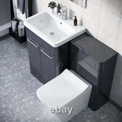 Nes Home 600mm Vanity Basin with Unit WC Unit & Back to Wall Toilet Pan