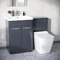 Nes Home 600mm Vanity Basin with Unit WC Unit & Back to Wall Toilet Pan