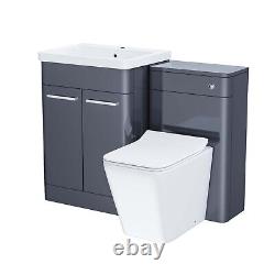 Nes Home 600mm Vanity Basin with Unit WC Unit & Back to Wall Toilet Pan