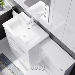 Nes Home 600mm White 2 Drawers Vanity Unit, Back To Wall Toilet