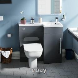 Nes Home 900 mm Grey Right-hand Basin Vanity Unit WC Rimless Back To Wall Toilet