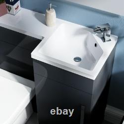 Nes Home 900 mm Grey Right-hand Basin Vanity Unit WC Rimless Back To Wall Toilet