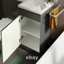 Nes Home 900 mm Grey Right-hand Basin Vanity Unit WC Rimless Back To Wall Toilet
