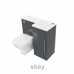 Nes Home 900 mm Grey Right-hand Basin Vanity Unit WC Rimless Back To Wall Toilet
