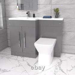 Nes Home Aric Left Hand 1100mm Vanity Basin Unit, WC Unit & Back To Wall Toilet